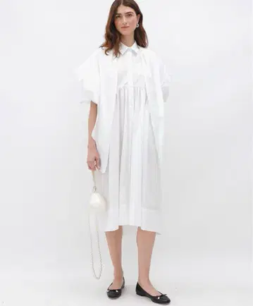 Simone Rocha 시몬 로샤 코튼 포플린 큰 옷깃 원피스