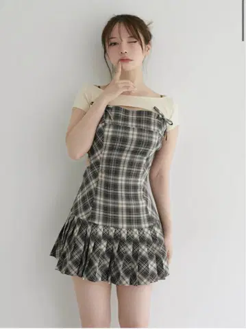 캐런 체크 미니 드레스 사이즈 M