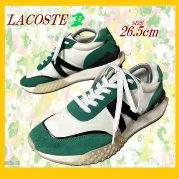 라코스테 LACOSTE 스니커즈 26.5cm 그린 화이트 블랙 스웨이드
