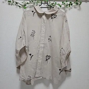 셔츠 자수 브라운 계열 느슨한