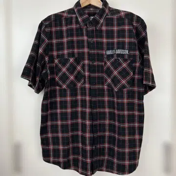 HARLEY-DAVIDSON 반팔 체크 셔츠 빅 사이즈