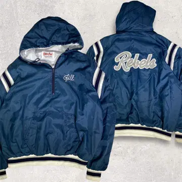 90s USA제 Birdie 아노락 후드티 [XL] 네이비 자수 속기모
