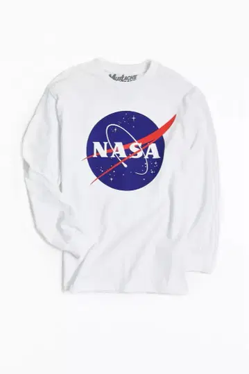 NASA 로고 긴팔 티셔츠 화이트