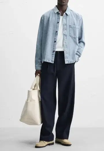 ZARA BOXY FIT 데님 셔츠 미디엄 블루 M (JP M)