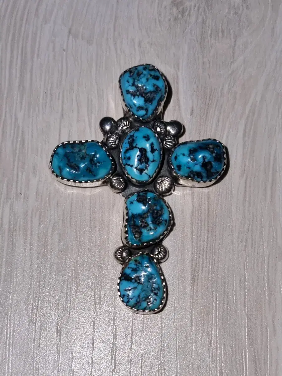 Navajo Kingman Turquoise Cross Pendant Native American Jewelry Indian Jewelry