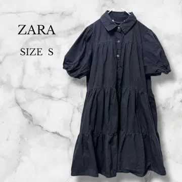 자라 ZARA 셔츠 원피스 티어드 원피스 반팔 A 라인 블랙 S