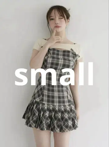 앤드메리 캐런 체크 미니 드레스 베이지 S