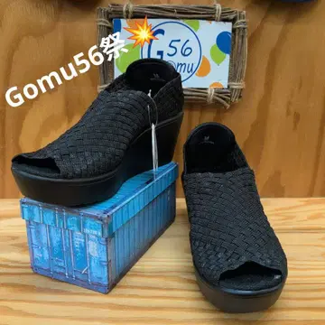 Gomu56 뜨개질 웨지 샌들 L 사이즈