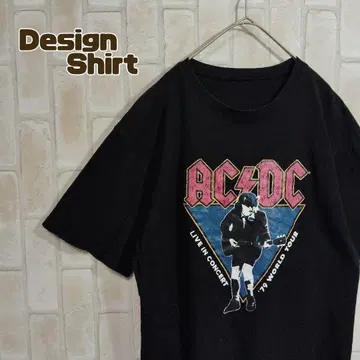 디자인 티셔츠 반팔 블랙 ACDC 밴 티셔츠