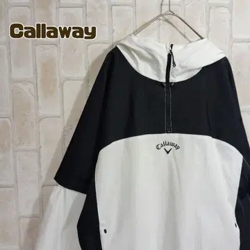 캘러웨이 나일론 자켓 하프 지퍼 2way 블랙 화이트 자수