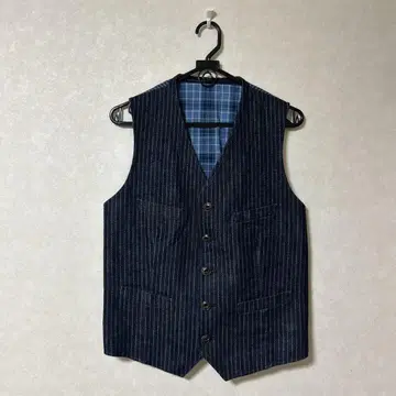 The Stylist Japan 안감 체크 무늬 스트라이프 데님 베스트