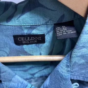 알로하 셔츠 CELLINI 100% 실크 하와이안 셔츠 XL 빈티지