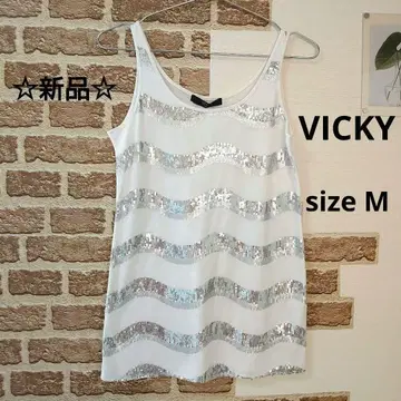 VICKY 스팽글 화이트 탱크탑 M