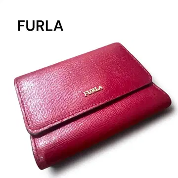 FURLA 훌라 3단 폴더형 지갑 빨간색 바빌론 가죽 치리에자 여성용