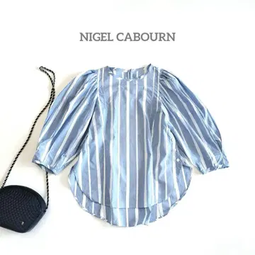 NIGEL CABOURN 나이젤 카본 스트라이프 블라우스 퍼프