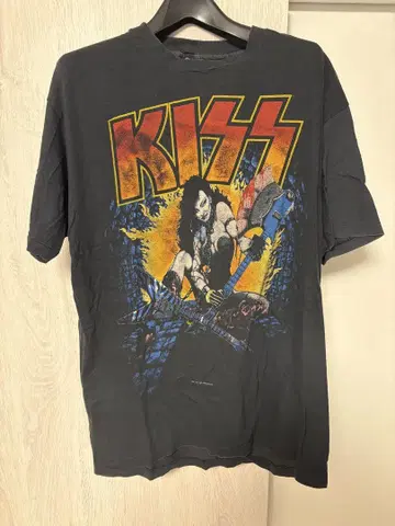 빈티지 80년대 KISS 월드 투어 티셔츠 XL