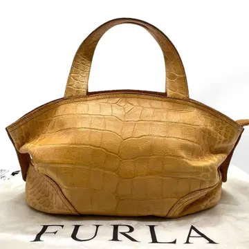 새상품급 FURLA 훌라 핸드백 악어 엠보싱 가죽 수납 가방 베이지