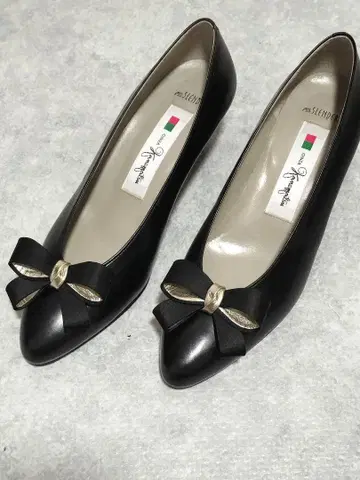 긴자 카네마츠 긴자카네마츠 23 블랙 천연 가죽 리본 블랙
