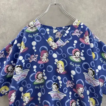 구제 의류 USA제 BettyBoop 베티 파자마 셔츠 L 블루