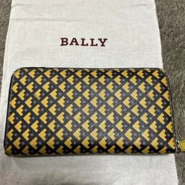 BALLY 기하학 패턴 장지갑 블랙/옐로우