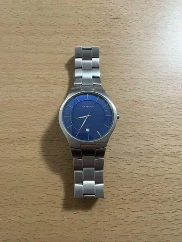 SKAGEN 블루 다이얼 손목시계, 박스 있음