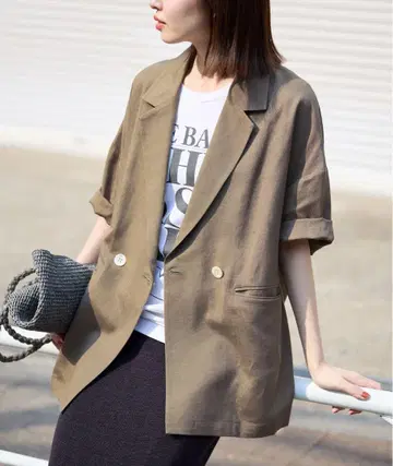 SLOBE IENA 린넨 레이온 하프 슬리브 자켓 38