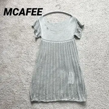새상품 맥피 리브 니트 튜닉 원피스 시스루 니트 그레이 1