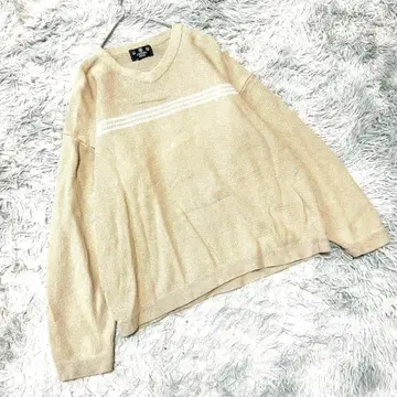 아메리칸 빈티지 풀오버 니트 L 구제 의류 남녀 공용 빅 루즈 베이지