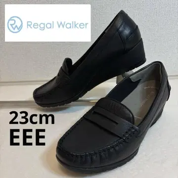 새상품급 Reagal walker 천연 가죽 코인 로퍼 블랙 23EEE