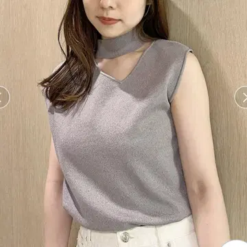 SNIDEL 아지메 니트 풀오버 그레이