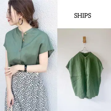 SHIPS 쉽스 3WAY 텔레데란 린넨 블라우스 카키 올리브 린넨