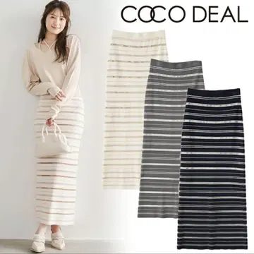 COCODEAL 시어 보더 니트 스커트