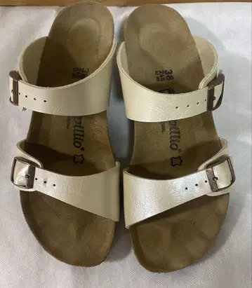 버켄스탁 BIRKENSTOCK 파필리오 가죽 38 24.5 화이트