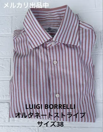 LUIGI BORRELLI 빨흰 스트라이프 셔츠 SIZE38