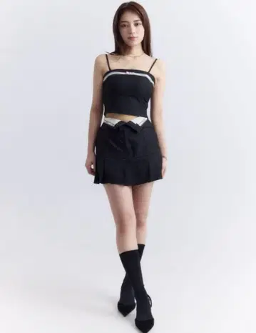 에이미 이스트 월 eimyistoire 로고 플리츠 치마바지 BLK S