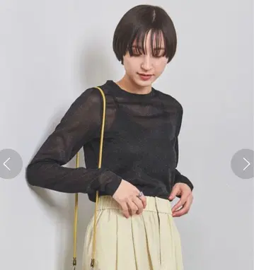 UNITED ARROWS 글리터 라메 저지 티셔츠 블랙