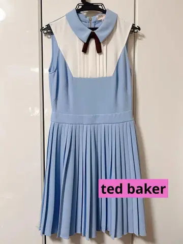 Ted baker 테드 베이커 핀턱 리본 플리츠 원피스 스카이블루