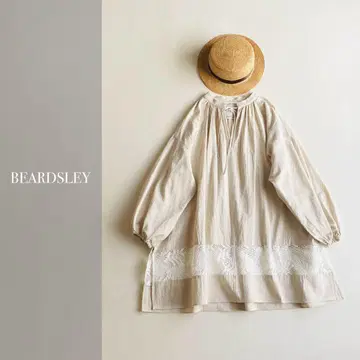 BEARDSLEY 코튼 린넨 밑단 레이스 BIG 튜닉 셔츠 일본제