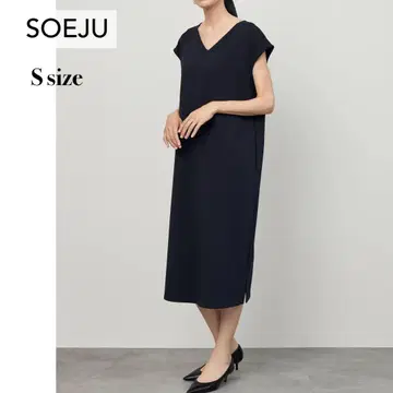 새상품급 SOEJU 프렌치 슬리브 2WAY 원피스 S 사이즈 네이비