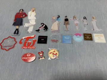 TWICE 채영 아크릴 스탠드 8명 배지 3개