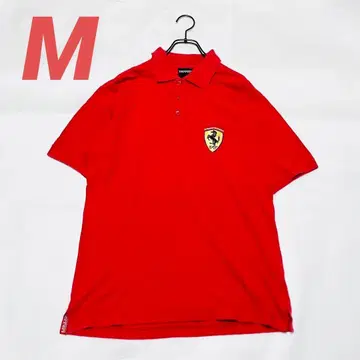 Ferrari 페라리 공식 라이선스 피케 셔츠 M 빨간색 자수 로고 정품