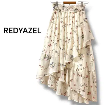 REDYAZEL 레이디 아젤 * 꽃무늬 플레어 스커트 [F] 비대칭 시어