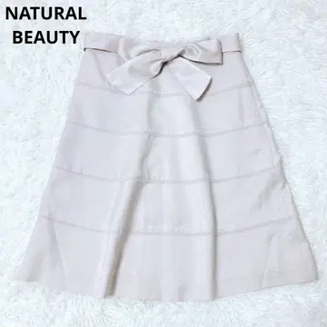 내추럴 뷰티 무릎 기장 스커트 A 라인 리본 예쁜 성숙 큐트