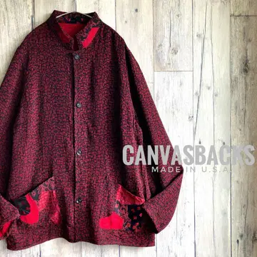 올드 USA제 CANVASBACKS 실크 혼방 레이온 자켓 자수