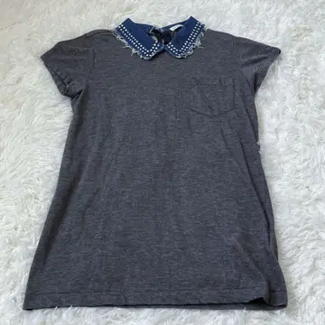 sacai 사카이 럭 도킹 블라우스 리본 데님 스터드 티셔츠
