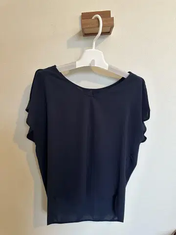 spick&span 네이비 반팔 드레이프 셔츠