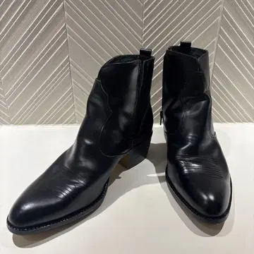 남성용 웨스턴 사이드 지퍼 가죽 부츠 블랙 27cm