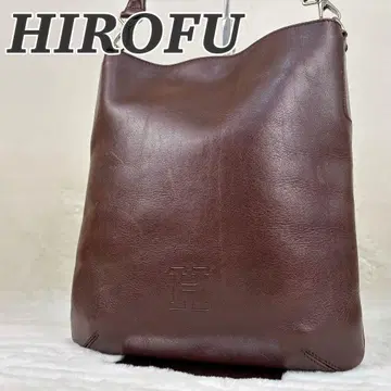 HIROFU 히로후 핸드백 원숄더 가죽 브라운 H 로고