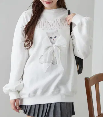 OLIVE des OLIVE 고양이 맨투맨 화이트