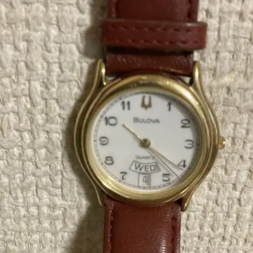 Bulova 쿼츠 시계 브라운 가죽 18bambi 프린트
